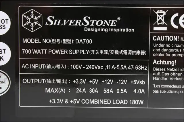 Alt view image 5 of 9 - SilverStone DA700 700 W ATX 12V 2.2 & EPS 12V SLI Certified CrossFire Ready Full Modular Active PFC Power Supply
