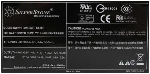 Alt view image 5 of 9 - SilverStone ST50F 500 W ATX12V SLI Ready CrossFire Ready 80 PLUS Certified Active PFC Power Supply
