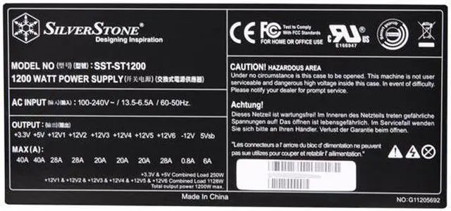 Alt view image 5 of 7 - SilverStone ST1200 1200 W ATX12V / EPS12V SLI Ready CrossFire Ready 80 PLUS Certified Modular Active PFC Power Supply