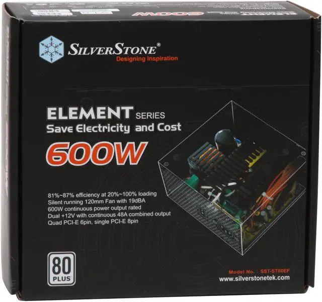 Alt view image 10 of 10 - SilverStone ELEMENT ST60EF 600 W ATX12V / EPS12V SLI Ready CrossFire Ready 80 PLUS BRONZE Certified Active PFC Power Supply
