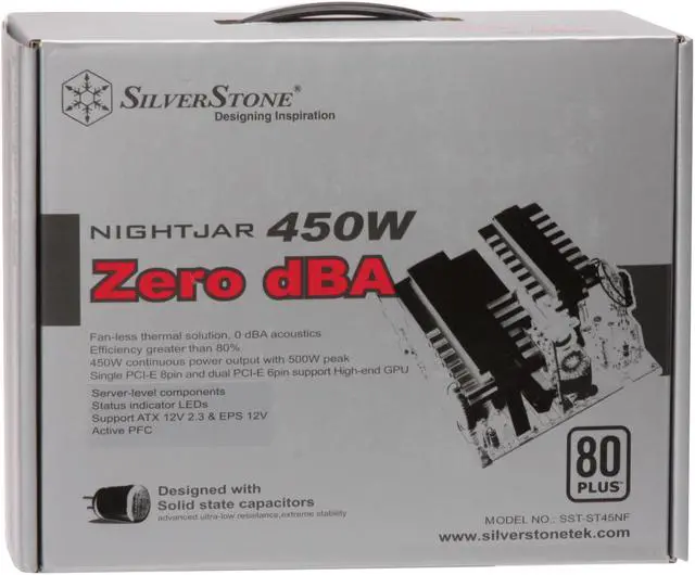 Alt view image 9 of 9 - SilverStone Nightjar ST45NF 450 W ATX 12V 2.3 / EPS 12V SLI Ready CrossFire Ready 80 PLUS BRONZE Certified Active PFC Zero dBA Power Supply