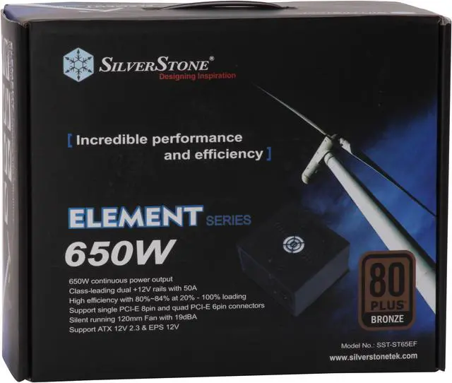 Alt view image 10 of 10 - SilverStone ELEMENT ST65EF 650 W ATX12V / EPS12V SLI Ready CrossFire Ready 80 PLUS BRONZE Certified Active PFC Power Supply