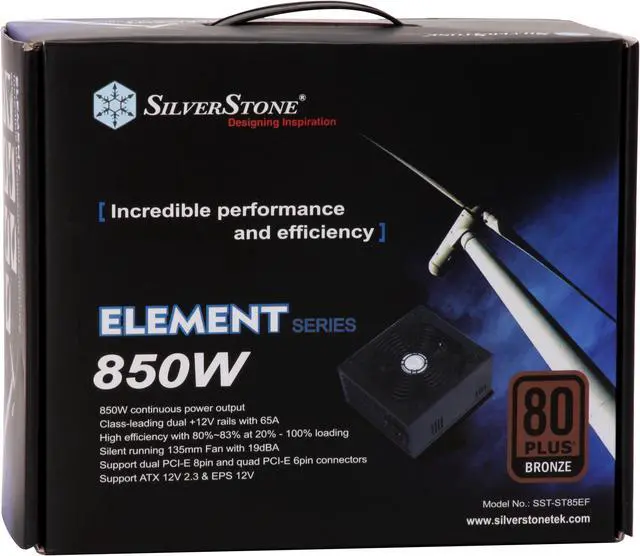 Alt view image 10 of 10 - SilverStone ELEMENT ST85EF 850 W ATX12V / EPS12V SLI Ready CrossFire Ready 80 PLUS BRONZE Certified Active PFC Power Supply