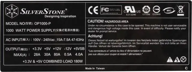 Alt view image 5 of 10 - SilverStone OP1000-P 1000 W ATX 12V 2.2 & EPS 12V SLI Ready CrossFire Ready 80 PLUS Certified Active PFC Power Supply