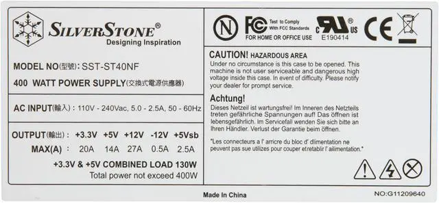 Alt view image 9 of 11 - SILVERSTONE Nightjar ST40NF Fanless 400W ATX 12V 2.3 / EPS 12V 80 PLUS BRONZE Certified Active PFC Zero dBA Power Supply