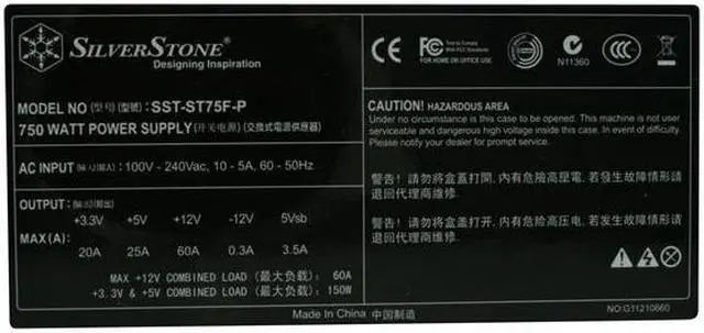 Alt view image 5 of 7 - SilverStone ST75F-P 750 W ATX 12V v2.3 / EPS 12V 80 PLUS SILVER Certified Full Modular Active PFC Power Supply