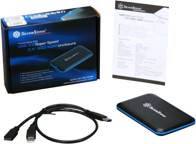 Alt view image 6 of 6 - SilverStone TS04B Aluminum / Plastic 2.5" Black SATA USB 3.0 External Enclosure