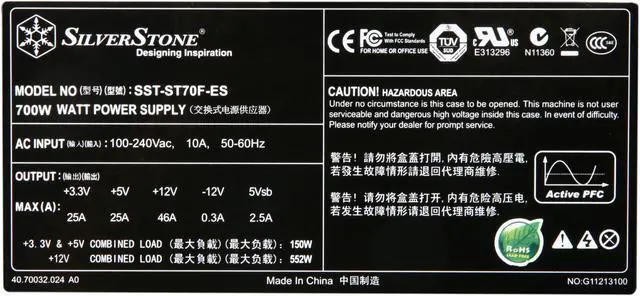 Alt view image 5 of 7 - SilverStone Strider Essential series ST70F-ES 700 W ATX12V / EPS12V SLI Ready CrossFire Ready 80 PLUS Certified Active PFC Power Supply