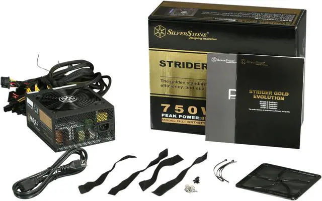 Alt view image 7 of 7 - SILVERSTONE Strider Gold Evolution SST-ST75F-G Evolution 750W ATX 12V v2.3 / EPS 12V 80 PLUS GOLD Certified 100% Modular, Active PFC Power Supply, with 140mm Fan Filter