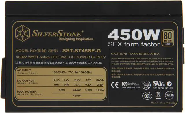 Alt view image 7 of 7 - SilverStone ST45SF-G 450 W SFX12V SLI Ready CrossFire Ready 80 PLUS GOLD Certified Full Modular Active PFC Power Supply