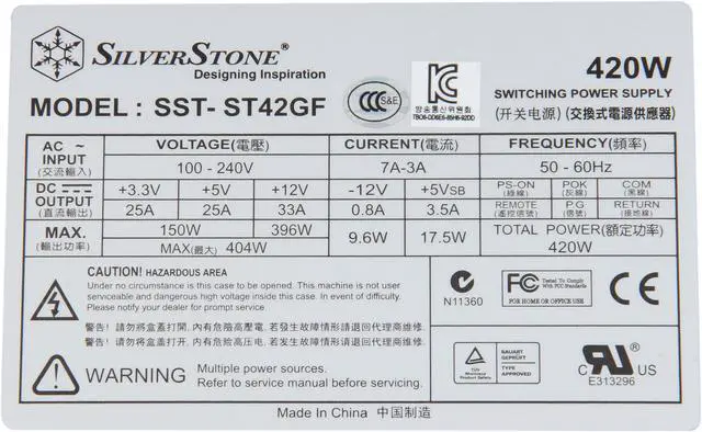 Alt view image 5 of 6 - SilverStone ST42GF 24Pin 420W Redundant Server Power Supply - 80 PLUS Bronze