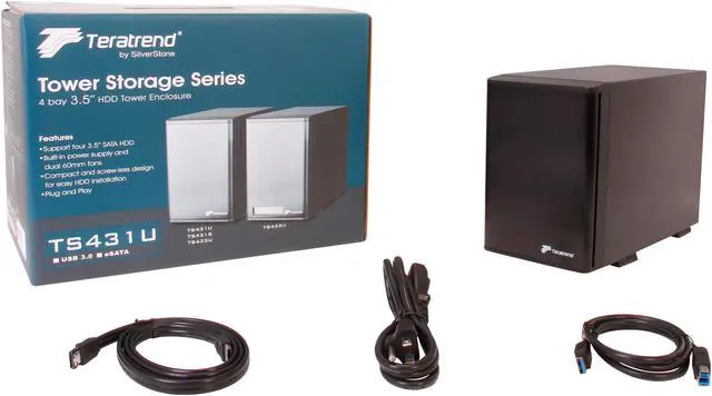 Alt view image 6 of 6 - Teratrend TowerStor TS431U Aluminum + SECC 3.5" Black SATA I/II/III USB 3.0 & eSATA 4-Bay External HDD Enclosure