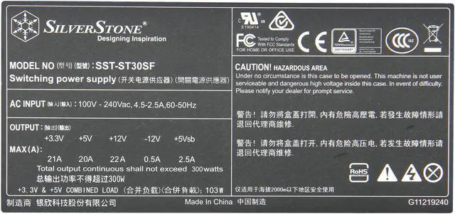 Alt view image 5 of 7 - SILVERSTONE SFX ST30SF 300W Small Form Factor 80 PLUS BRONZE Certified Active PFC Semi-Fanless Power Supply