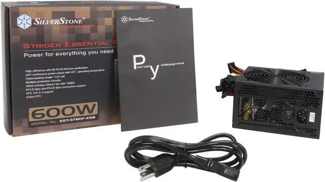 Alt view image 7 of 7 - SilverStone Strider Essential ST60F-ESB 600 W ATX12V / EPS12V SLI Ready CrossFire Ready 80 PLUS BRONZE Certified Active PFC Power Supply