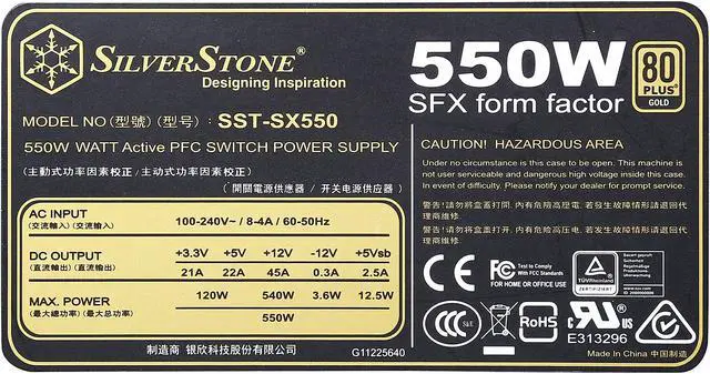 Alt view image 6 of 7 - SilverStone SFX Series SST-SX550 500 W SFX 80 PLUS GOLD Certified Active PFC Power Supplies