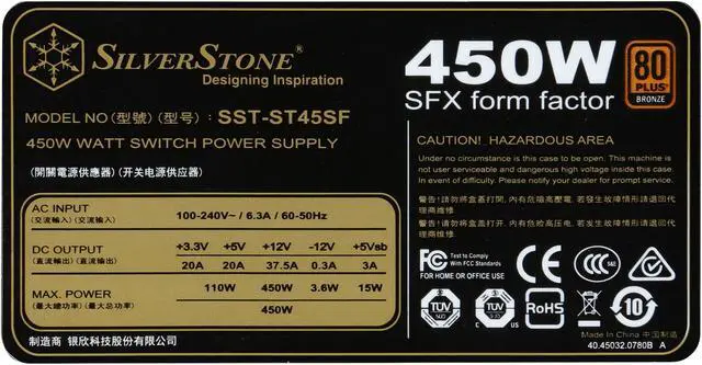 Alt view image 6 of 7 - SILVERSTONE SFX Series 80 Plus Bronze Certificated SST-ST45SF-V3 450W SFX Active PFC Power Supply