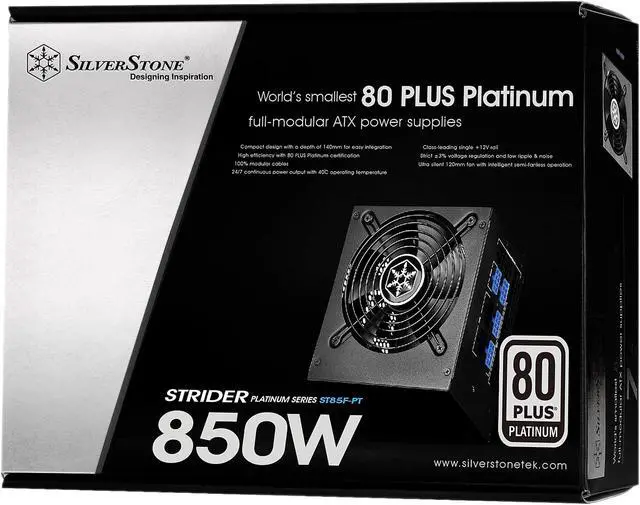 Alt view image 11 of 11 - SilverStone Strider Platinum series SST-ST85F-PT 850 W ATX12V / EPS12V 80 PLUS PLATINUM Certified Active PFC Power Supply