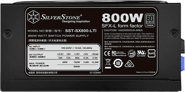 Alt view image 6 of 12 - SilverStone SFX Series SST-SX800-LTI 800 W SFX-L (Compatible with ATX12V v2.4) 80 PLUS TITANIUM Certified Active PFC Power Supply