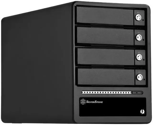 Alt view image 3 of 8 - SilverStone RL-TS433-TB Aluminum Body with Zinc Alloy Handle 3.5"/2.5" SATA HDD/SSD ( up to 6 Gbps ) Black 2 x Thunderbolt 2 port ( up to 20 Gbps) (Support Daisy Chain function) High-speed External Storage