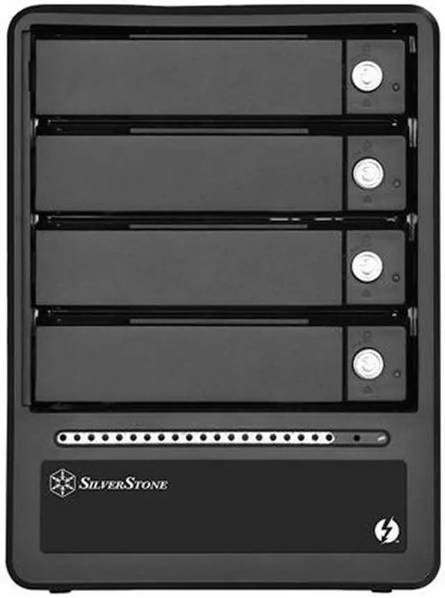 Alt view image 2 of 8 - SilverStone RL-TS433-TB Aluminum Body with Zinc Alloy Handle 3.5"/2.5" SATA HDD/SSD ( up to 6 Gbps ) Black 2 x Thunderbolt 2 port ( up to 20 Gbps) (Support Daisy Chain function) High-speed External Storage