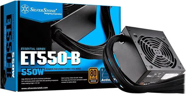 Alt view image 9 of 10 - SilverStone Essential Series SST-ET550-B 550 W ATX12V v2.4 80 PLUS BRONZE Certified Active PFC(PF > 0.9 at full load) PFC Power Supply