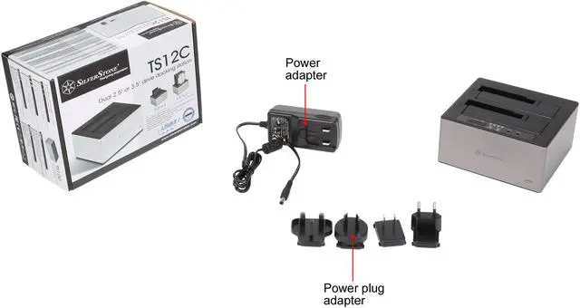 Alt view image 7 of 7 - SilverStone SST-TS12C Aluminum Body, High Quality Metal, Plastic-ABS Cover Black SATA I / II / III USB 3.1 Gen 2 up to 10 Gb/s (Compatible with USB 3.1 Gen 1 / 2.0 / 1.1) External Hard Drive Docking Station