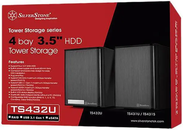 Alt view image 6 of 6 - SilverStone SST-TS432U-V2 Aluminum + SECC 3.5" Black SATA I/II/III USB 3.1 Gen 1 (Max. 5Gbps) compatible with USB 2.0, eSATA (Max. 3Gbps) External Enclosure