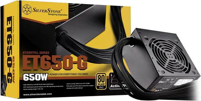 Alt view image 12 of 14 - SilverStone Essential Series SST-ET650-G 650 W ATX 80 PLUS GOLD Certified Active PFC(PF > 0.90 at full load) PFC PFC 80 PLUS GOLD Certified 650W Compatible with ATX12V v2.4 Power Supply