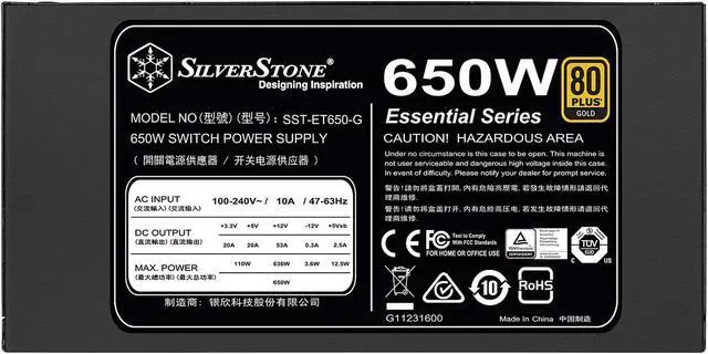 Alt view image 3 of 14 - SilverStone Essential Series SST-ET650-G 650 W ATX 80 PLUS GOLD Certified Active PFC(PF > 0.90 at full load) PFC PFC 80 PLUS GOLD Certified 650W Compatible with ATX12V v2.4 Power Supply