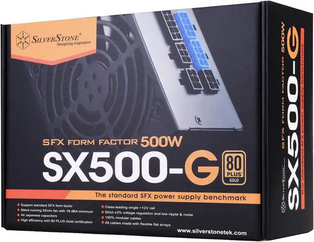 Alt view image 13 of 14 - SilverStone SST-SX500-G 500 W SFX 80 PLUS GOLD Certified Full Modular Active PFC (PF>0.9 at full load) PFC Power Supply