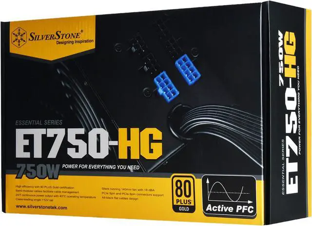 Alt view image 8 of 9 - SilverStone ET750-HG SST-ET750-HG V1.2 750 W ATX12V 80 PLUS GOLD Certified Semi-Modular Active PFC Power Supply