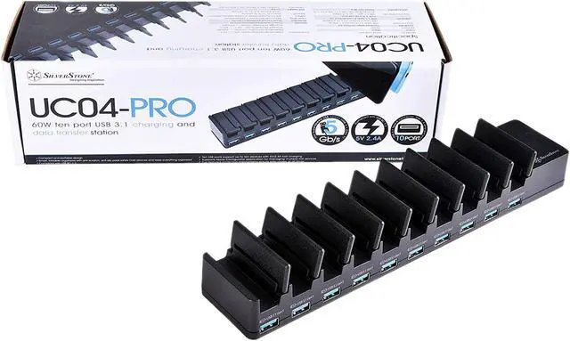 Alt view image 13 of 13 - SilverStone UC04-PRO 60W 10 Port USB 3.1 Charging and Date Transfer Station
