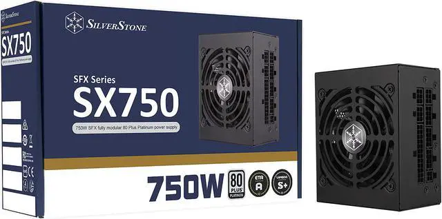 Main image of SilverStone SX750 Platinum SST-SX750-PT 750 W SFX 80 PLUS PLATINUM Certified Full Modular Active PFC Power Supply
