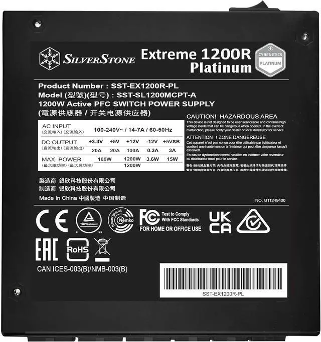 Alt view image 5 of 9 - SilverStone EX1200R-PL 1200 W SFX-L 80 PLUS PLATINUM Certified Full Modular Active PFC(PF>0.9 at full load) PFC Power Supply