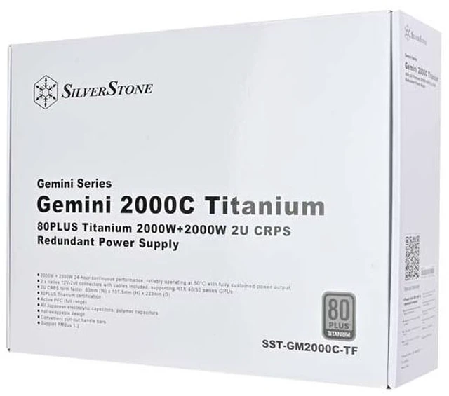 Alt view image 8 of 8 - SilverStone PS-GM2000C-TF Gemini 2000Cx Titanium 80PLUS Titanium 2000W+2000W 2U CRPS Redundant Power Supply