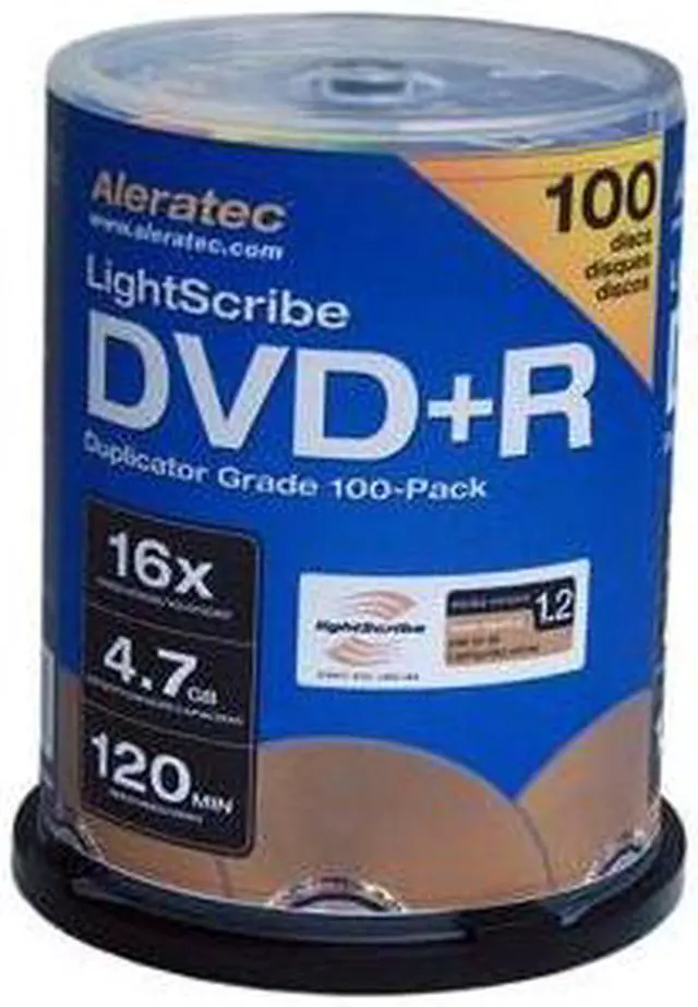Main image of Aleratec 4.7GB 16X DVD+R LightScribe V1.2 100 Packs Spindle Disc Model 300114