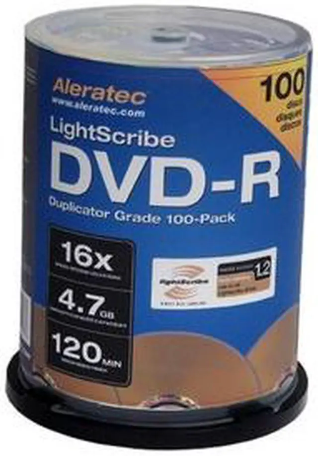 Main image of Aleratec 4.7GB 16X DVD-R LightScribe V1.2 100 Packs Spindle Disc Model 230114