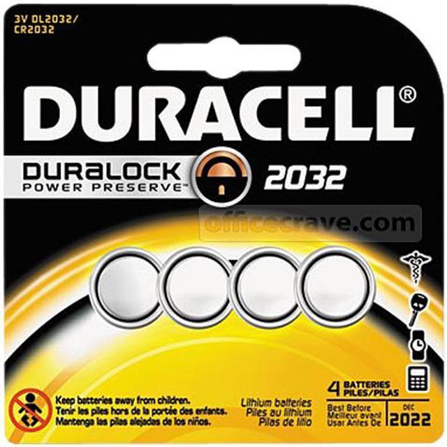 DURACELL Duralock 3V 2032 (DL2032 / CR2032) Lithium Coin Cell Battery,  4-pack 