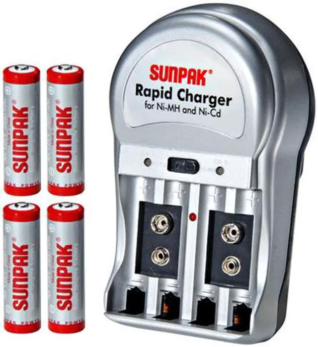 Main image of SUNPAK 4-pack 2650mAh AA Ni-MH Rechargeable Batteries & Charger Kit