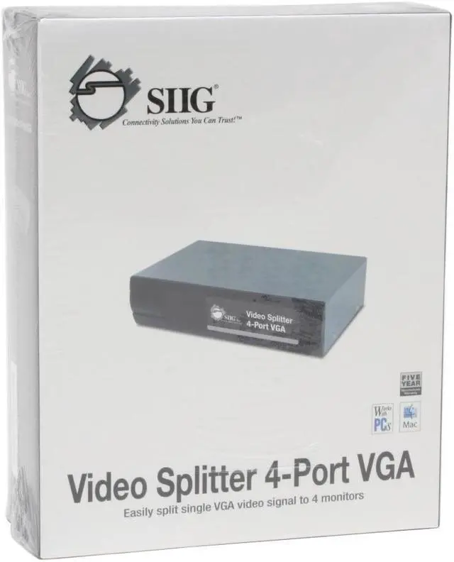 Alt view image 5 of 5 - SIIG VV-S40012-S1 Video Splitter 4-Port VGA