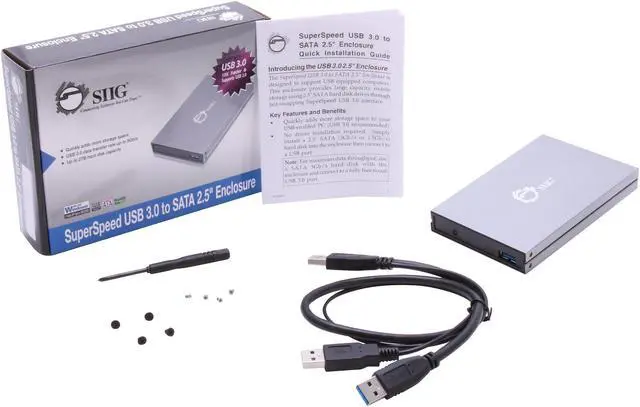 Alt view image 7 of 7 - SIIG JU-SA0912-S1 2.5" Silver SATA USB 3.0 SuperSpeed USB 3.0 to SATA 2.5" Enclosure