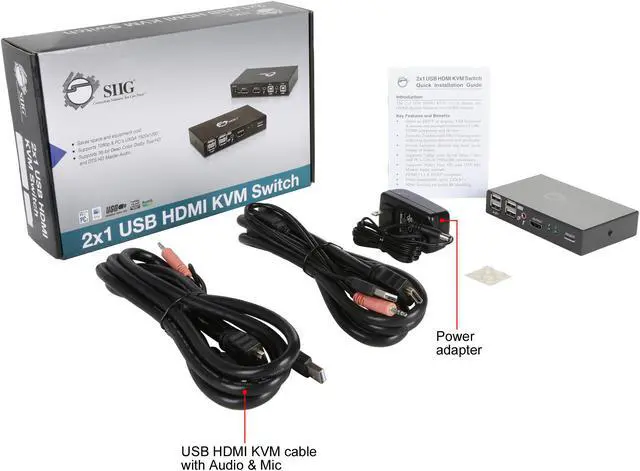 Alt view image 6 of 6 - SIIG CE-KV0011-S1 2x1 USB HDMI KVM Switch