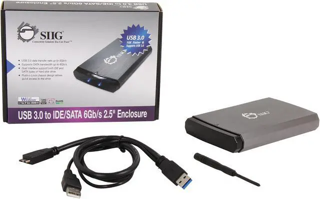 Alt view image 5 of 5 - SIIG JU-SA0H11-S1 Aluminum / Plastic 2.5" Dark Silver/Black IDE / SATA USB 3.0 External Enclosure