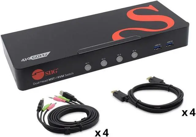 Main image of SIIG 4-Port DisplayPort 1.4 8K MST Dual Head KVM Console Switch CE-KV0H11-S1