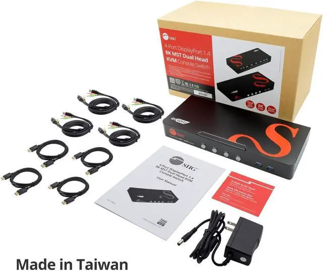 Alt view image 4 of 8 - SIIG 4-Port DisplayPort 1.4 8K MST Dual Head KVM Console Switch CE-KV0H11-S1