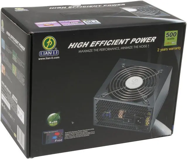 Alt view image 7 of 7 - LIAN LI HPC-500-A12C 500 W ATX 12V 2.2 Version SLI Ready Active PFC Power Supply