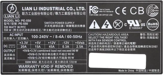 Alt view image 6 of 7 - LIAN LI PE-550W 550 W SFX Power Supply, Black