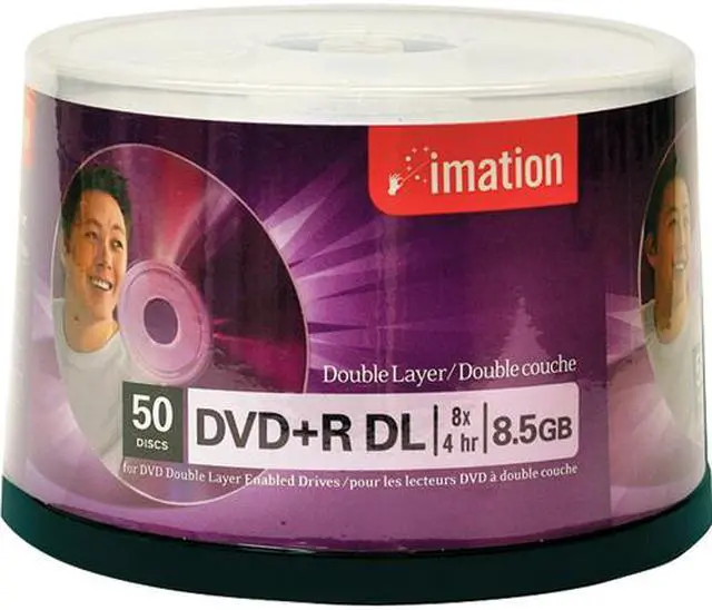 Main image of imation 8.5GB 8X DVD+R DL White Thermal Hub Printable 50 Packs Spindle Disc Model 27070