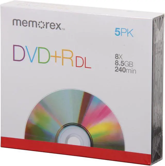 Main image of memorex 8.5GB 8X DVD+R DL 5 Packs Jewel Case Media Model 05835
