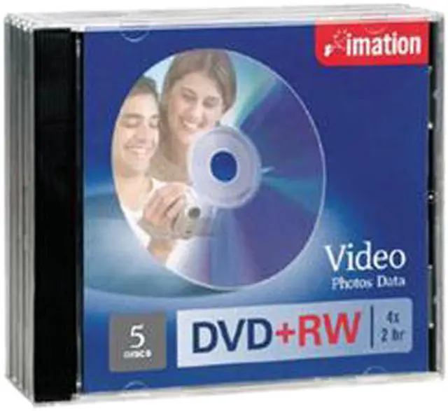 Alt view image 2 of 2 - imation 4.7GB 4X DVD+RW 5 Packs Jewel Case Media Model 16804